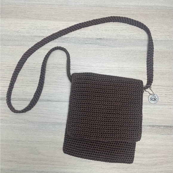 The Sak | The Costa Mesa Crossbody Crochet Flap Purse Chocolate Brown Handmade - Picture 2 of 7